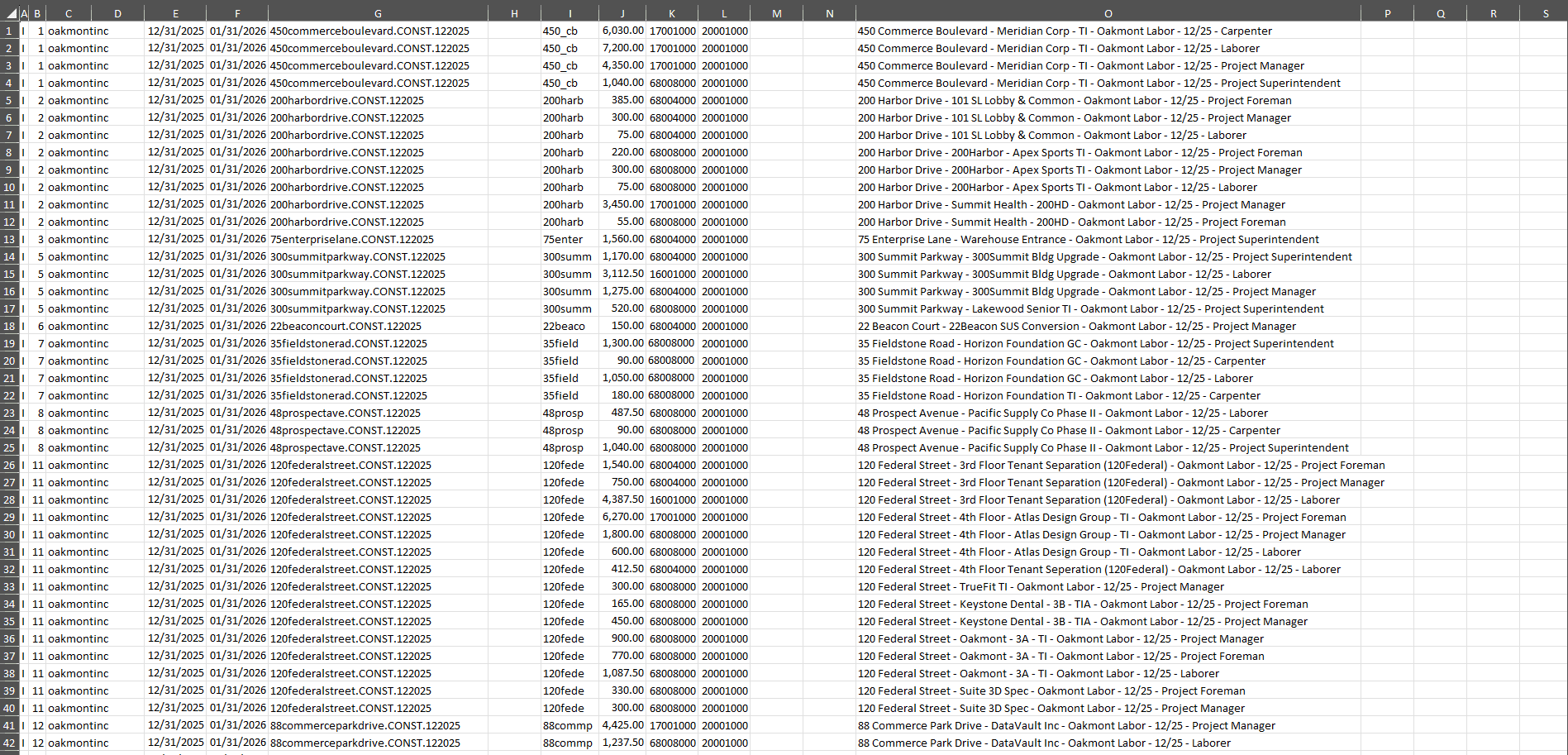 Yardi import CSV output